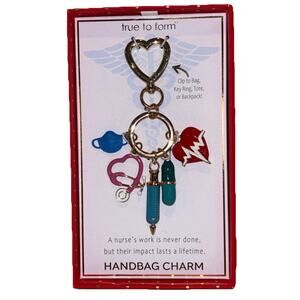 Nurse Themed Charm Key Chain Pill Mask Stethoscope Heart by True To Form NEW